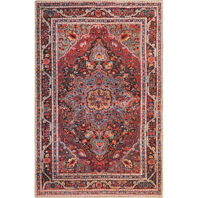 Unique Loom Revival Medallion Dark Color Rug 3'6 x 5'6 Rectangle Burgundy/Black