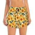 thumbnail image 2 of Balery Green Leaf Sunflower Pantalones cortos deportivos para mujer con forro y dos bolsillos, elásticos, para entrenamiento, gimnasio, yoga-Large, 2 of 7