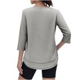 thumbnail image 4 of Minjewel Women's 3/4 Sleeve Summer Tops - Quick-Dry UV Protection Round Neck Tee, Solid Color Athletic Casual Top, Cute Sporty 2026 Summer Shirt.,Light Gray M, 4 of 6