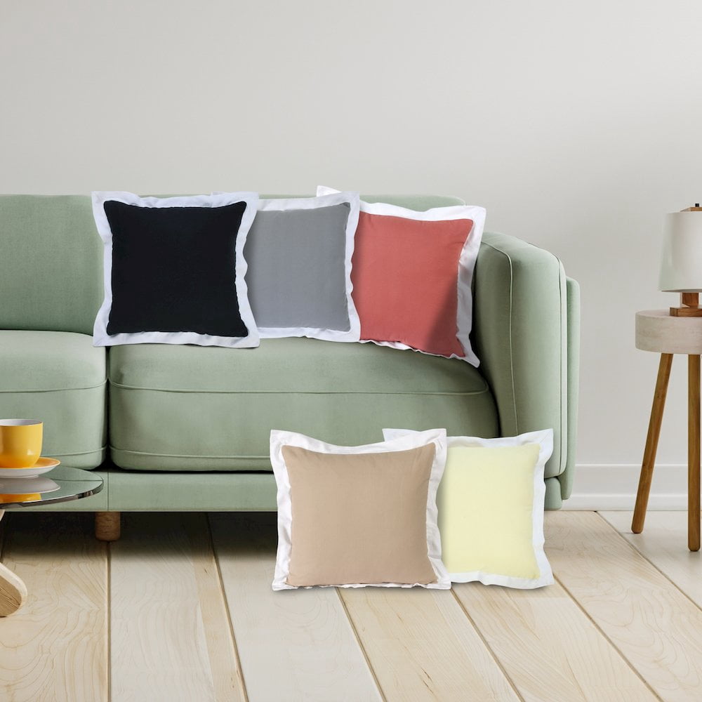 Laddha Home Designs Handwoven Color Block Cotton Throw Pillow Cover - 20" - Gray and White