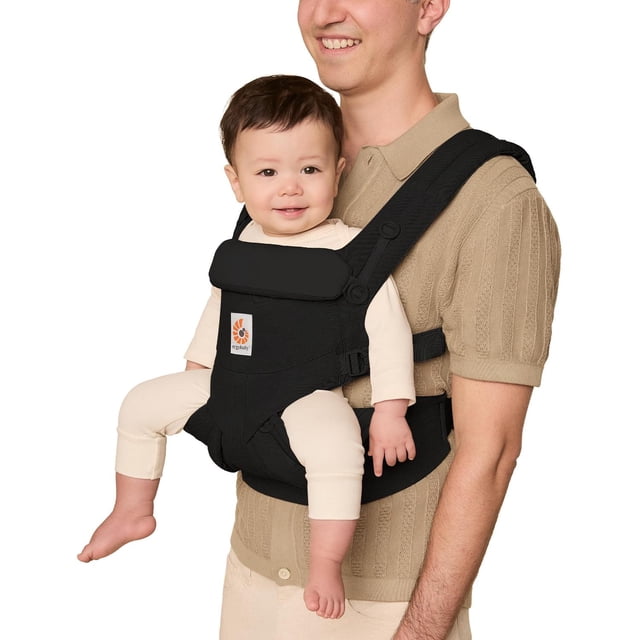 Portabebés Ergobaby Omni Negro Puro con Soporte Lumbar para Recién Nacidos y Niños Pequeños