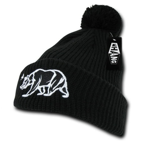 WHANG W29 Pom Pom Cali Bear Beanies-Black