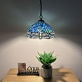 thumbnail image 2 of Tiffany Blue Stained Glass Dragonfly 12-Light Pendant Lights with Stained Glass, 2 of 4