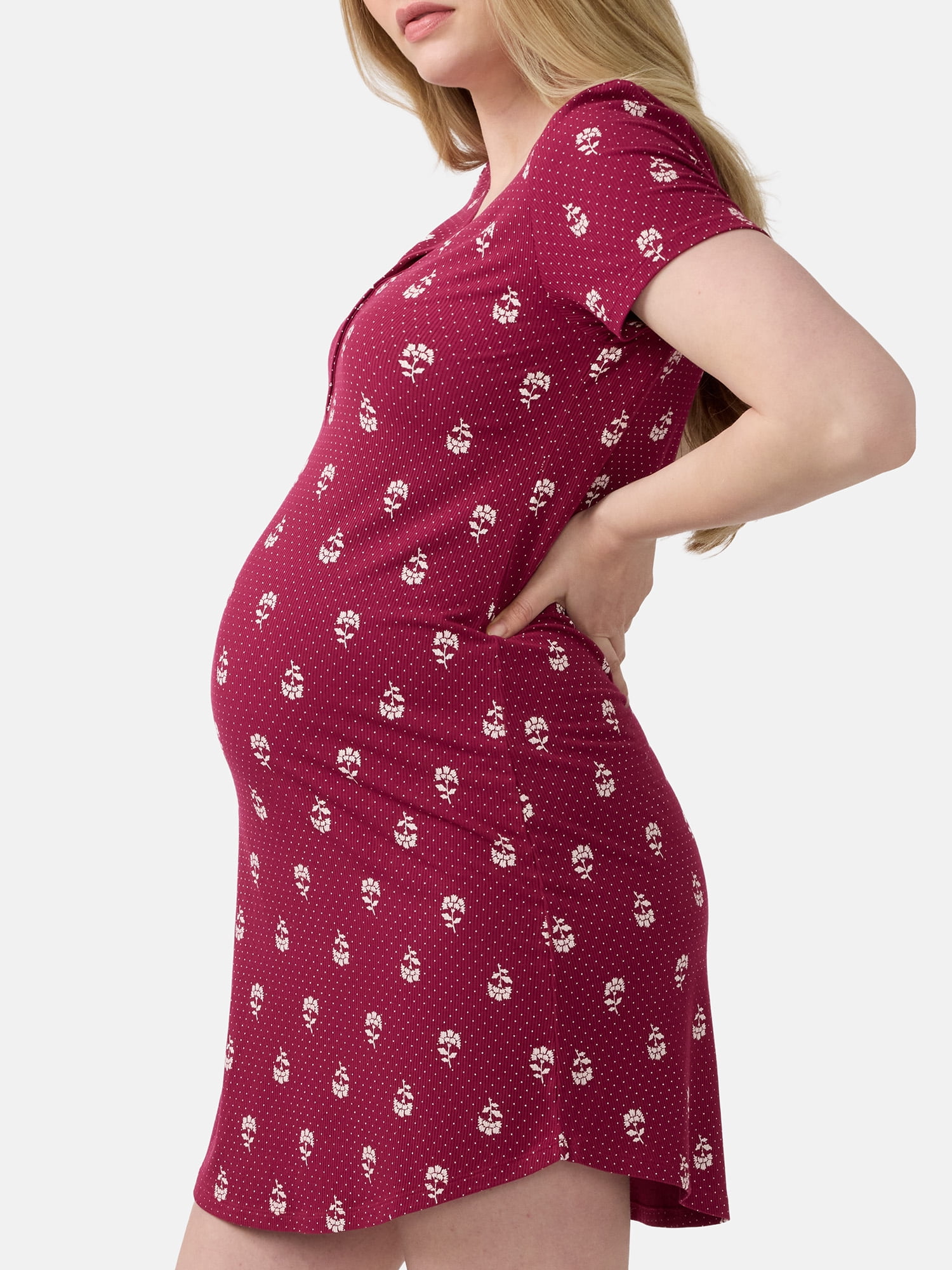 Ingrid & Isabel For Every Belly Women's Maternity Ribbed Henley T-Shirt Dress, Sizes S-XXXL