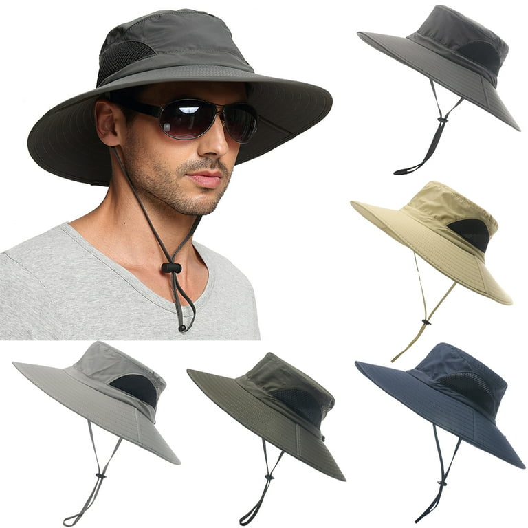 Mens Womens Wide Brim Hat Waterproof Wide Brim Sun Hat UV Protection  Fishing/Hiking/Light Grey 