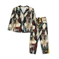 thumbnail image 1 of Fotbe Colorful Bulldog Duo Conjunto de Pijama de Manga Larga para Mujer con Estampado, Ropa de Dormir de 2 Piezas, Conjunto de Casa Suave y Cómodo con Bolsillos-X-Large, 1 of 7