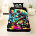 thumbnail image 3 of Castle Fairy Sport Baseball Gamer Twin Sheets 3pcs, Neon Ice Cream Drip Bedding, Black Green Yellow,1 Fitted Sheet, 1 Flat Sheet and 1 Pillowcase, 3 of 6