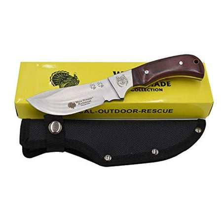 8 Wolf Graphics Fixed Blade Hunting Outdoor Knife Wooden Handle