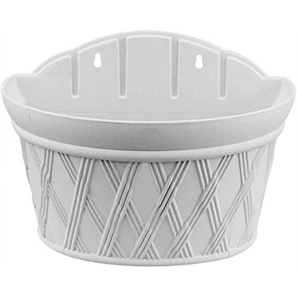 2pcs Wall Mount Planter Fence Flower Pot Hanging Semicircle Flower Pots Simulation Rattan Woven Plants Pot for Balcony Home Garden