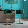 thumbnail image 2 of Velvet Swivel Bar Stools Set of 2, Modern Height Adjustable Stool Chair with Chrome Footrest and Base, Counter Height Bar Chairs with Low Back for Kitchen Pub, Kitchen, Café and Dining Chairs, Green, 2 of 7
