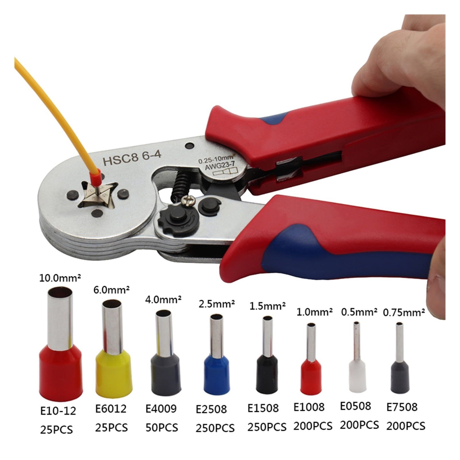 European style Crimper Terminal Crimping Pliers Wire Stripper Crimper Ferrule Crimping Hand Tool Pliers+ 1200 Terminals Kit Set ,Durability That Lasts