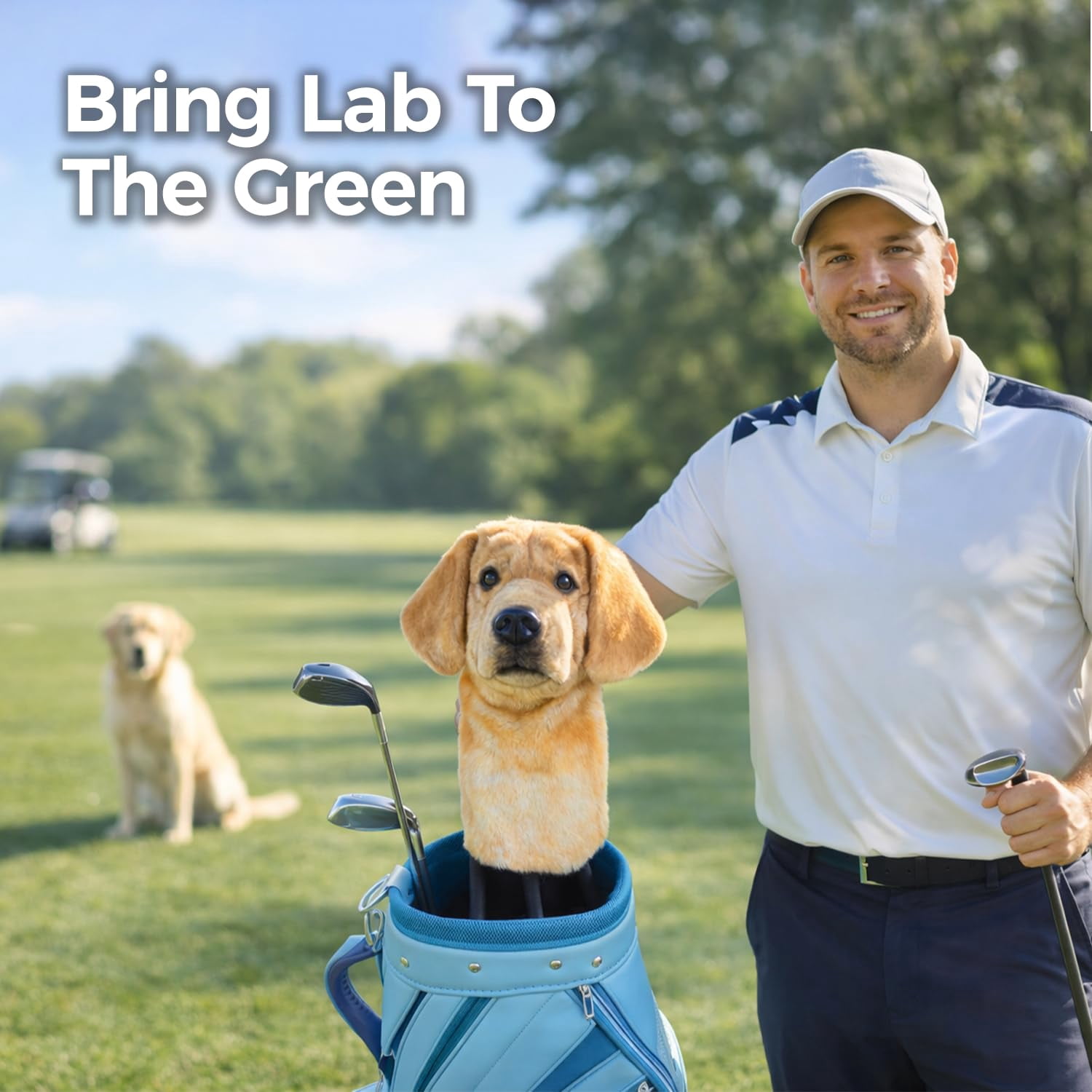 Golden Labrador Club Headcover, Dog Golf Driver & Woods Club Cover, Labrador Dog Golf Head Cover