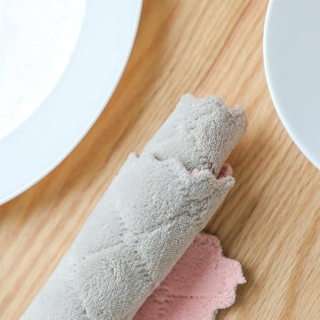 

Pgeraug Dishcloth Nonstick Oil Coral Velvet Hanging Hand Towels Kitchen Dishclout Wipes Grey