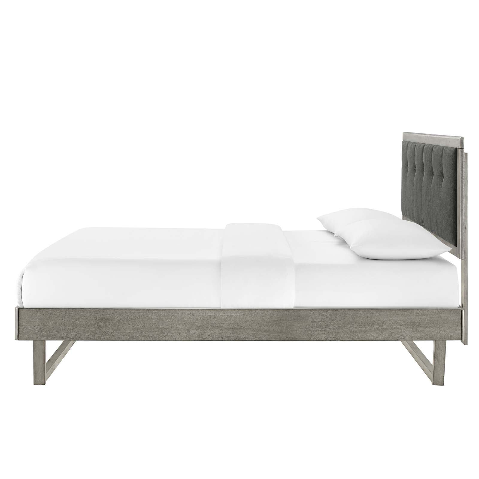 Platform Bed Frame, King Size, Wood, Grey Gray, Modern Contemporary Urban Design, Bedroom Master Guest Suite