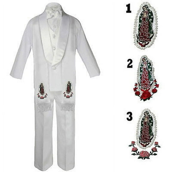 Infant Toddler Kid Boy Baptism White Shawl Lapel Formal Tuxedo Suit Stole Sm-20