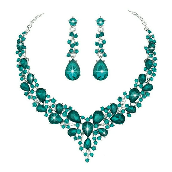 Yesbay 1 Set Wedding Earrings Extension Chain Faux Crystal Rhinestone Inlaid Dress Up Glitter Dinner Women Jewelry Necklace Female Accessory