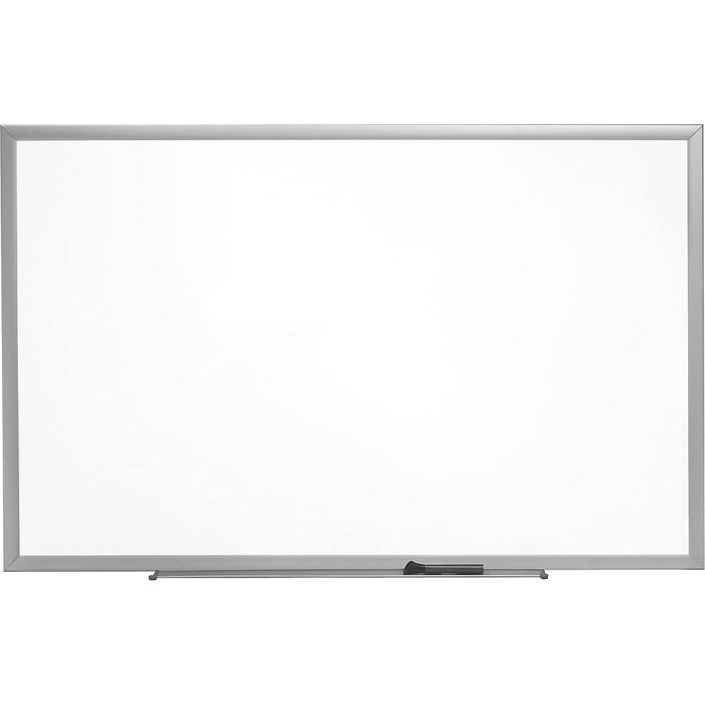 Staples Standard Melamine Whiteboard Aluminum Finish Frame 4'W x 3'H