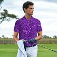 thumbnail image 2 of Kdxio Purple Glitter Print Men's Short Sleeve Polo Shirt,Midweight Men's Shirt, 2 of 6