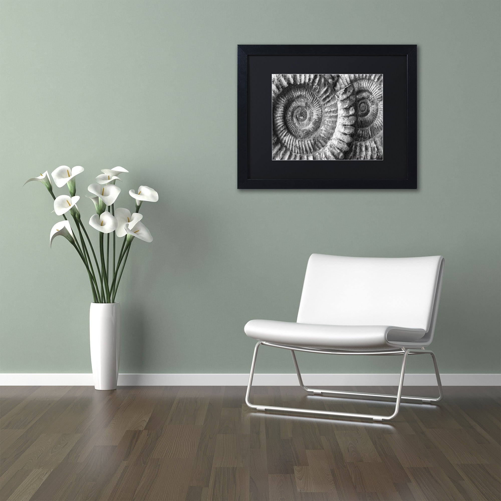 Moises Levy 'Amonita 3' Black Matted Framed Art