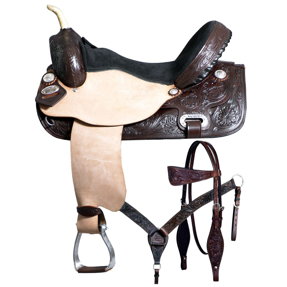 63HS 16 Flex Tree Western Horse Saddle American Leather Barrel Trail  Hilason 