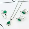 thumbnail image 2 of K-KED Created Cubic Zirconia Necklace Earrings Rings 925 Silver Women Delicate Jewelry set-Green-7, 2 of 7