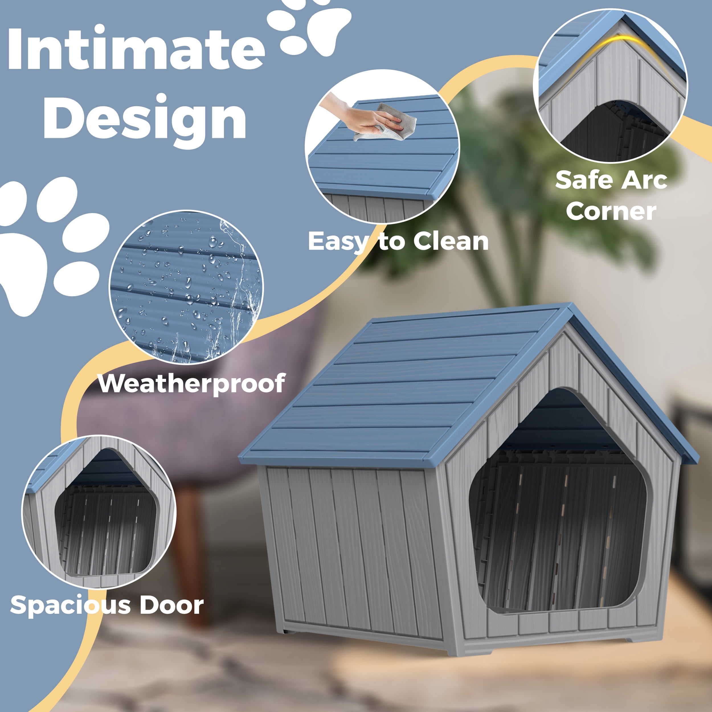 Outdoor Waterproof Cat House,23.43×22.64×22.8 Inches,Insulated Cat Shelter Feral for All Seasons,Easy to Assemble,Suitable for Cats and Small Dogs