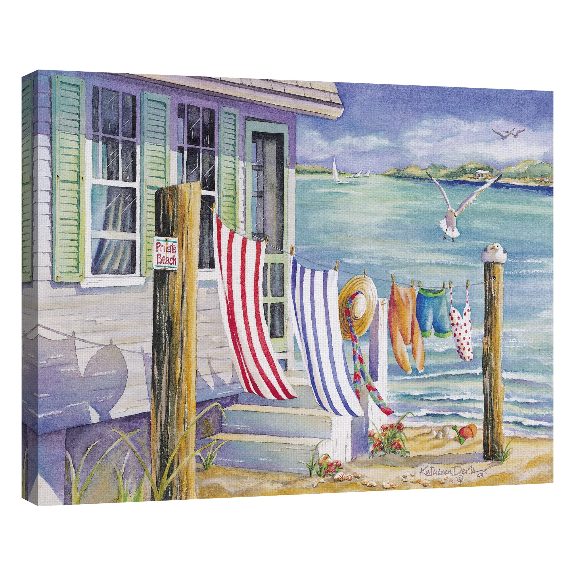 Masterpiece Art Gallery Windblown Beach House by Kathleen Denis Canvas Art Print 22" x 28"