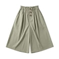 thumbnail image 6 of Utoimkio Women's Light Blue Culotte Shorts,High Waisted Cropped Wide Leg Trousers with Ruffled Waist and Buttons, 6 of 6