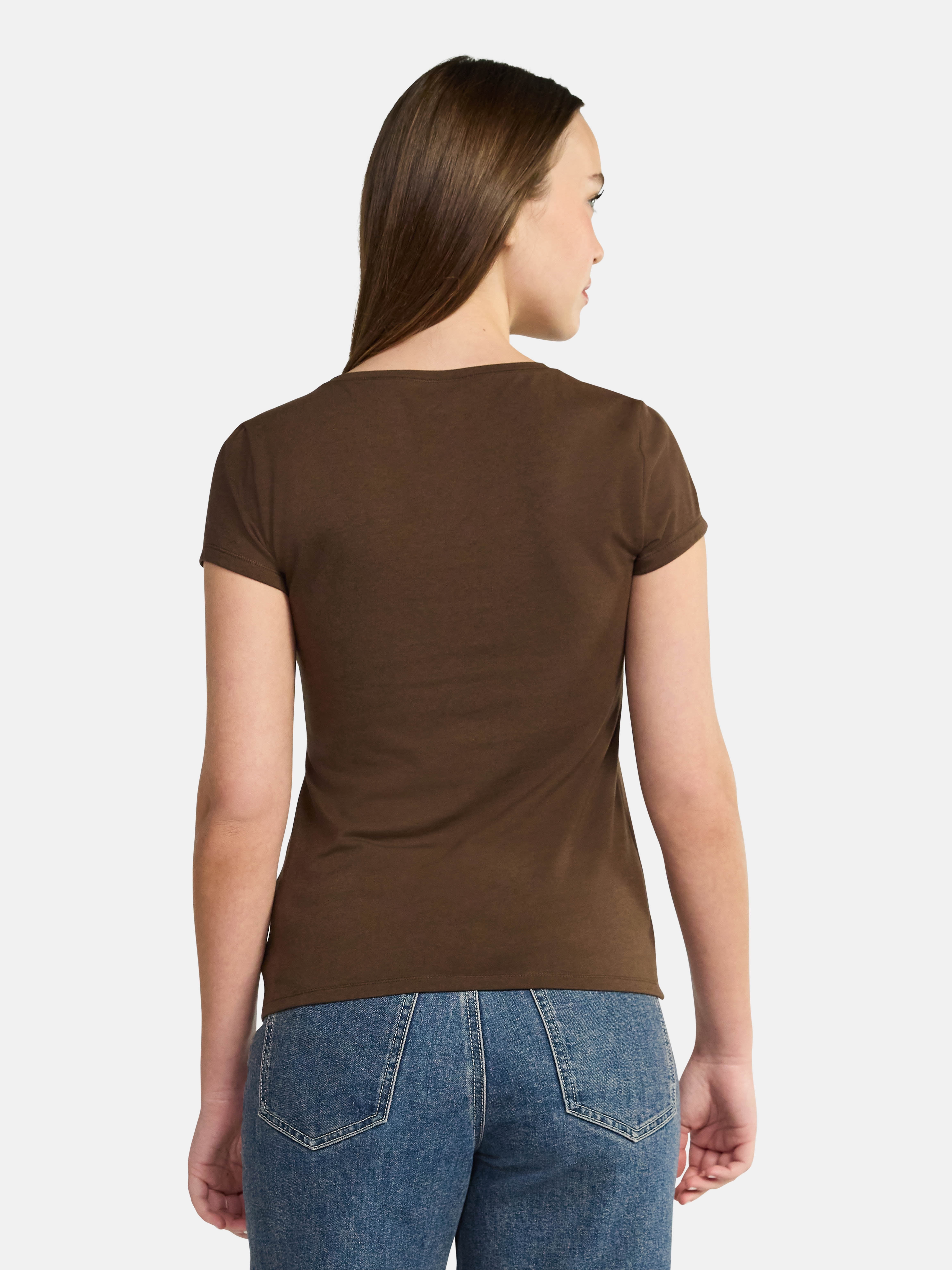 No Boundaries Crew Neck Tee with Short Sleeves, 1 or 3-Pack, Women’s Sizes XXS-XXL