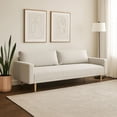 thumbnail image 6 of Benjara Remy Sofa- Off White Boucle- Bench Style Seat with Track Arms- 83 Inch, 6 of 9