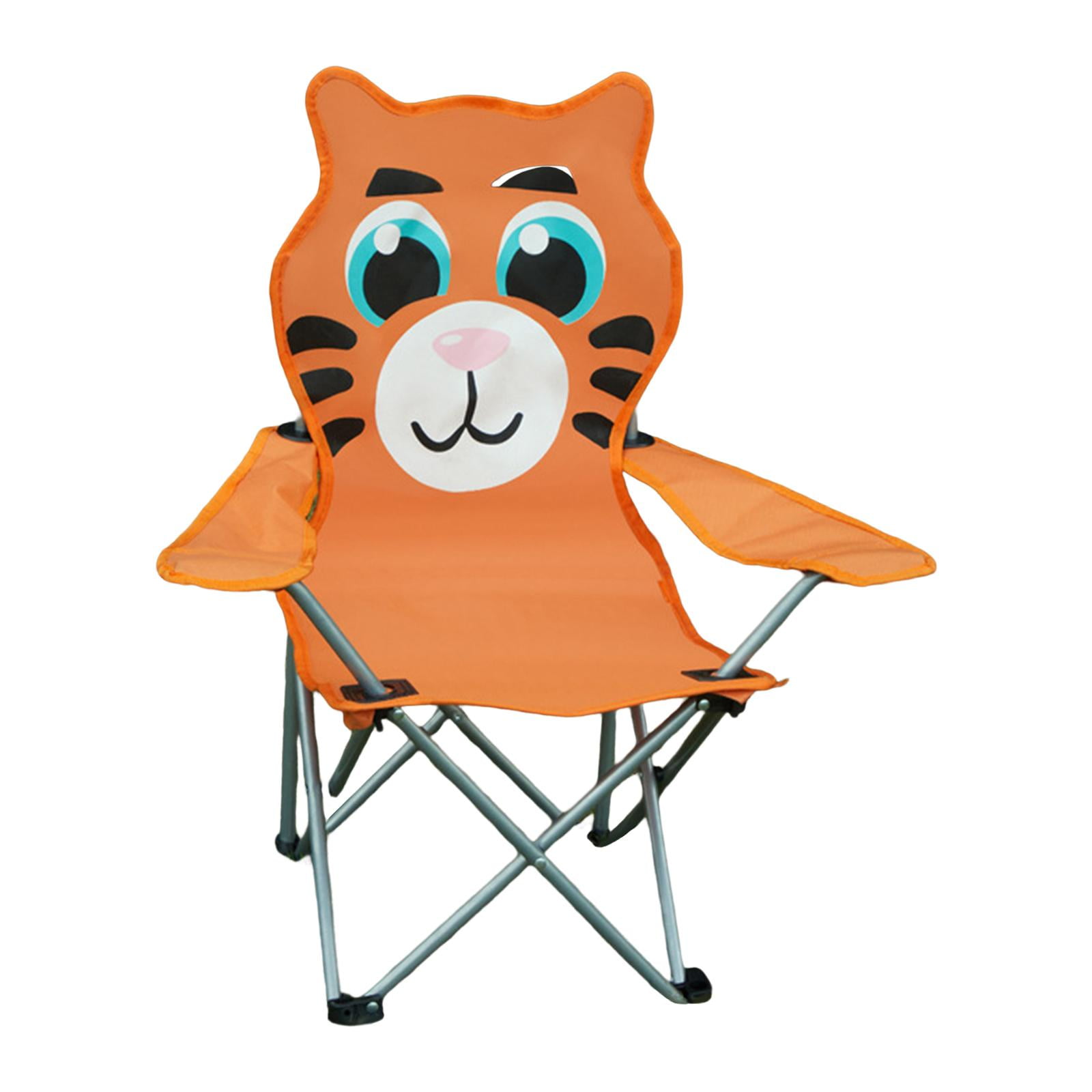 Colaxi Kids Folding Camping Chair Beach Chair With Child Safety Lock Animals Backrest Lawn Chairs Foldable Camp Chair For Backpacking Girls Boys Yel