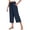 Blue, variant on Wide Leg Capri Pants for Women Elastic Waist Cropped Trousers Loose Casual Lightweight 2026 Summer Lounge Beach Pull On Capris 20" 21" 22" Inseam Navy 2XL