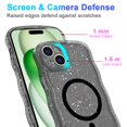 thumbnail image 3 of Designed for iPhone 16 Pro Magnetic Phone Case,Compatible with Mag-safe,Cute Curly Wave Frame Design,Sparkly Bling Glitter Shockproof Anti-fall Rugged Transparent Phone Case,Black, 3 of 7