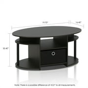 Furinno JAYA Simple Design Oval Coffee Table with Bin, Walnut