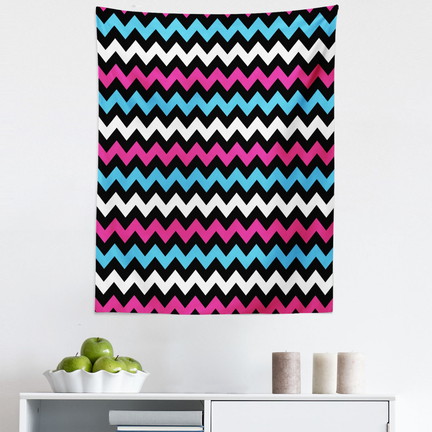 Chevron Tapestry, Colorful Zigzag Twisty Bands Winding Abstract Chevron ...