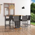 thumbnail image 1 of vidaXL 9 Piece Garden Bar Set with Cushions Poly Rattan Grey, 1 of 5