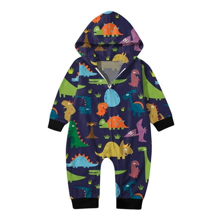 

TAIAOJING Baby Christmas Sets Dinosaur Prints Hooded Zipper Jumpsuit Family Outfit 6-9 Months