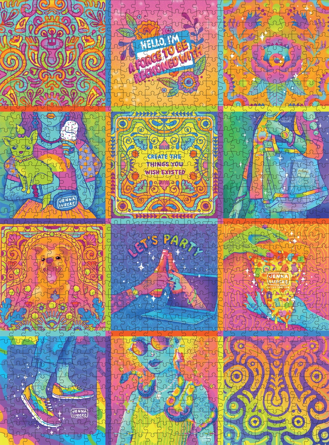 Buffalo Games Bonjour Neon Collage 1000-Piece 26.75 x 19.75-inch Interlocking Jigsaw Puzzle for Adults Ages 14+
