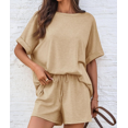 thumbnail image 5 of Womens Lounge Sets Two Piece Set Summer Outfits 2 Piece Pajama 3/4 Sleeve Oversized Tshirts Elastic Waist Short, 5 of 5