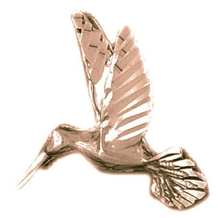14K Rose Gold Hummingbird Pendant - 26 mm