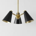 thumbnail image 6 of SAFAVIEH Naveeda 3-Light LED Black Iron Pendant Light with Black Shade, 6 of 9