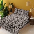 thumbnail image 2 of Ambesonne Abstract Fitted & Flat Sheet with Shams 4 Pcs Set, Branches Art Psychedelic, Full, Dark Brown Off White, 2 of 5