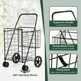 thumbnail image 4 of Jumbo Folding Shopping Cart with Rolling Swivel Wheels, Foldable Grocery Cart on Wheels with Double Basket, Heavy Duty Utility Cart, Shopping Carts for Groceries Laundry Book Luggage Travel, Black, 4 of 8