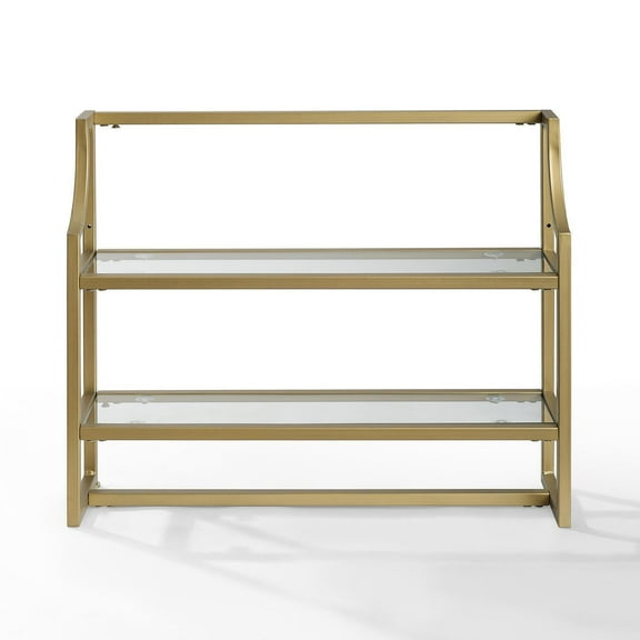 Wall Shelf Gold Frame 24� Wide Tempered Glass Art Deco Style