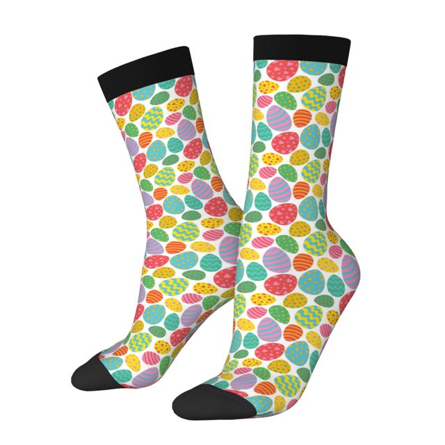 Balery colorful easter eggs Calcetas Largas con Estampado para Hombre y Mujer – Suaves y Transpirables, Talla Única (US 5-11)