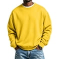 thumbnail image 3 of GrmtClth Mens Solid Tone Crewneck Sweatshirts Long Sleeve Soft Cozy Fabric Ribbed Cuffs And Hem Loose Relaxed Outdoor Daily Pullover Tops Yellow 2XL, 3 of 5