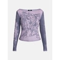thumbnail image 6 of Madden NYC Women's Boatneck Graphic Top with Long Sleeves, Sizes XXS-XXL, 6 of 6