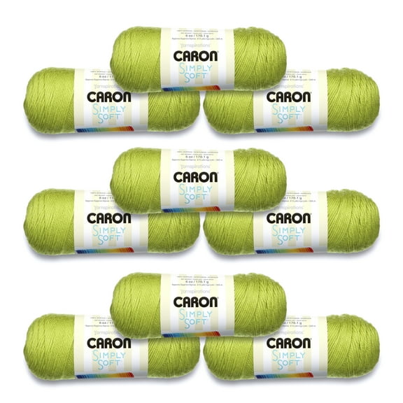 Caron® Simply Soft® #4 Medium Acrylic Yarn, Chartreuse 6oz/170g, 315 Yards (9 Pack)