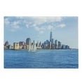 thumbnail image 1 of Sailboat Cutting Board, Manhattan Skyline New York Sunshine USA Clear Sky Tower Skyscraper Photography, Decorative Tempered Glass Cutting and Serving Board, Large Size, Blue Grey, by Ambesonne, 1 of 1
