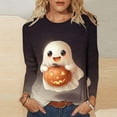 thumbnail image 2 of ZHYou Long Sleeve Halloween Tops for Women Long Sleeve Cute Printed Crewneck Comfy Pullover Shirts,Multicolor,Size XL, 2 of 6